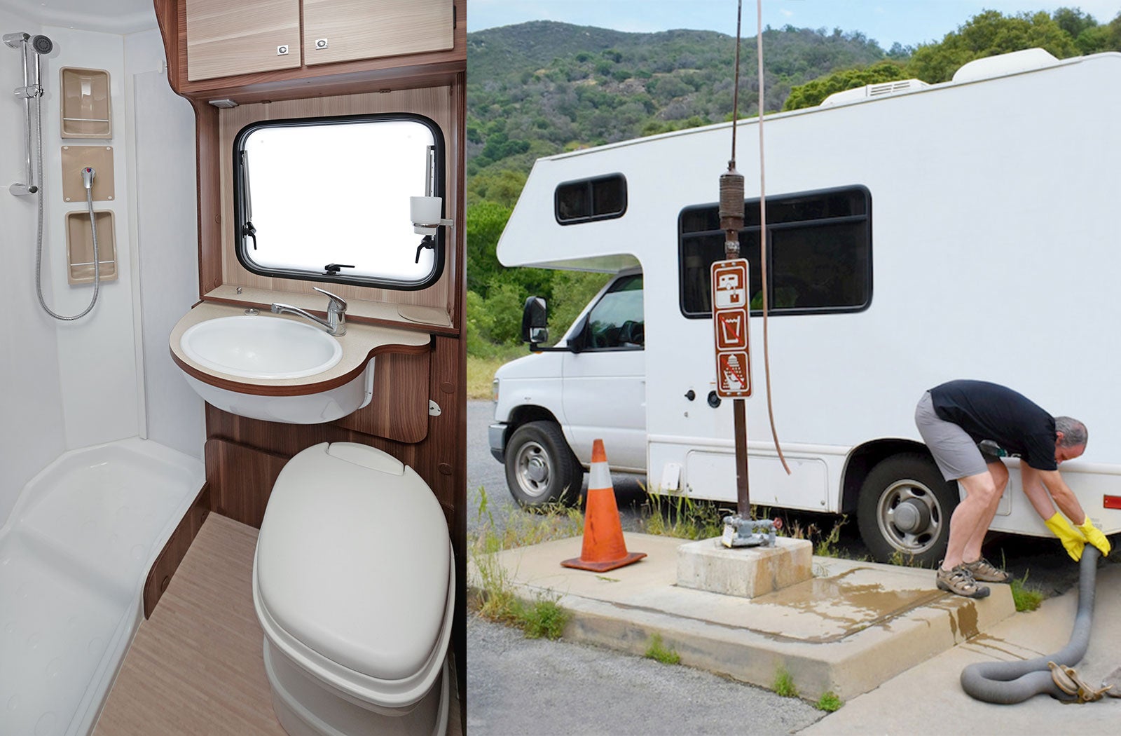 Portable RV/camper toilet and holding tank setup in Faribault, Minnesota